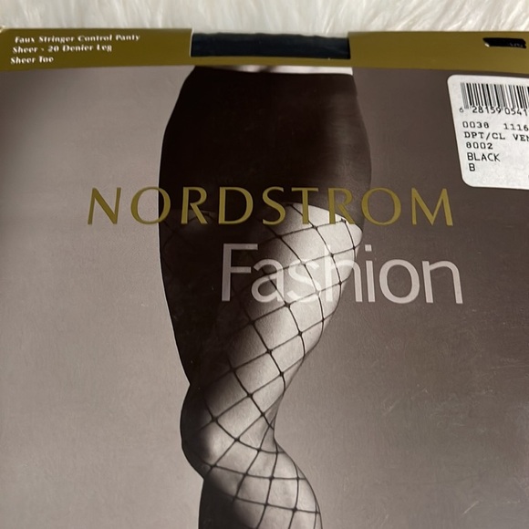 Nordstrom Fashion Vintage Faux Stringer Control Pantyhose Sheer Toe Black Size B - Picture 3 of 13